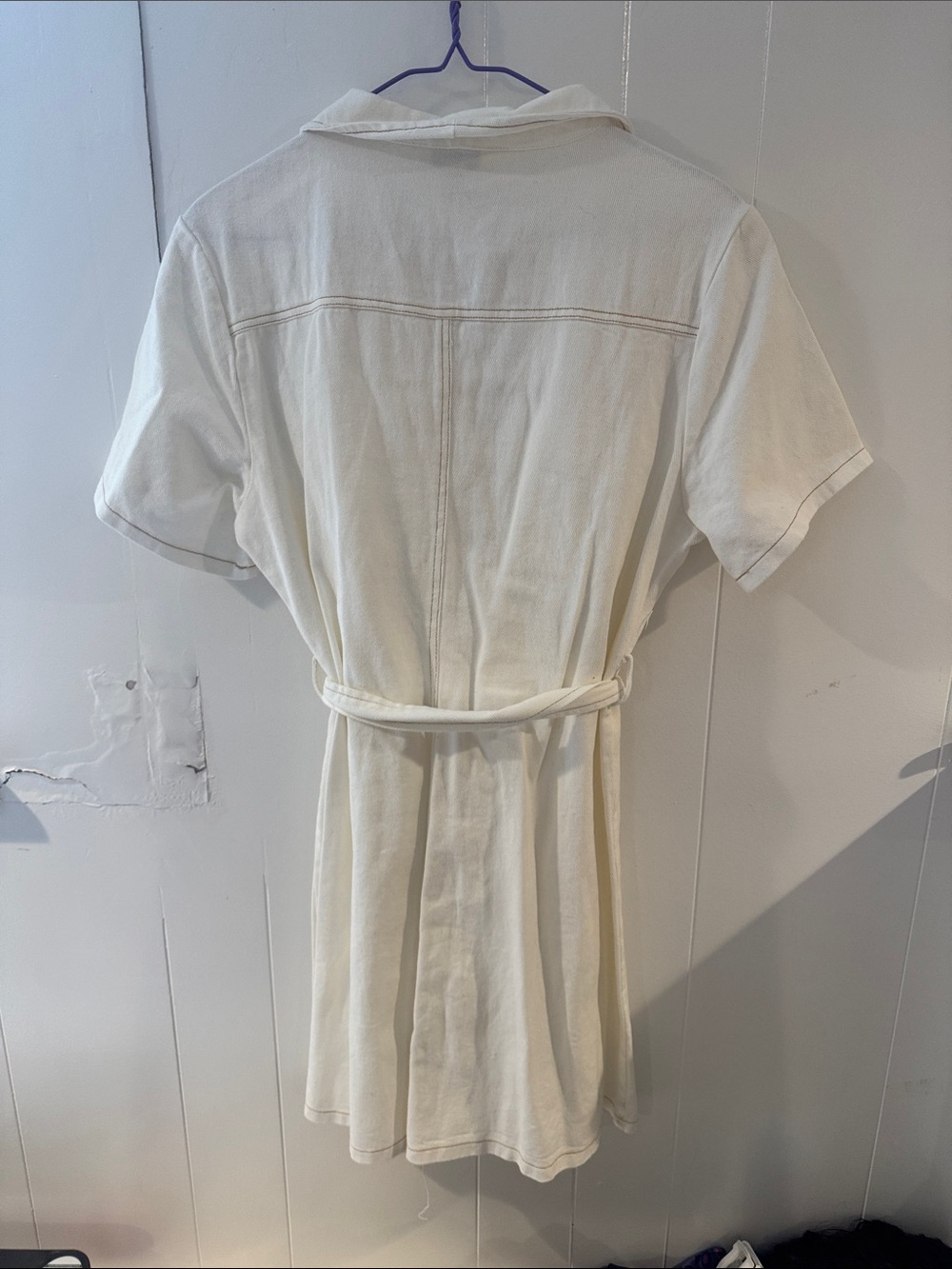 She + Sky White Belted Shirt Dress - Picture 3 of 3